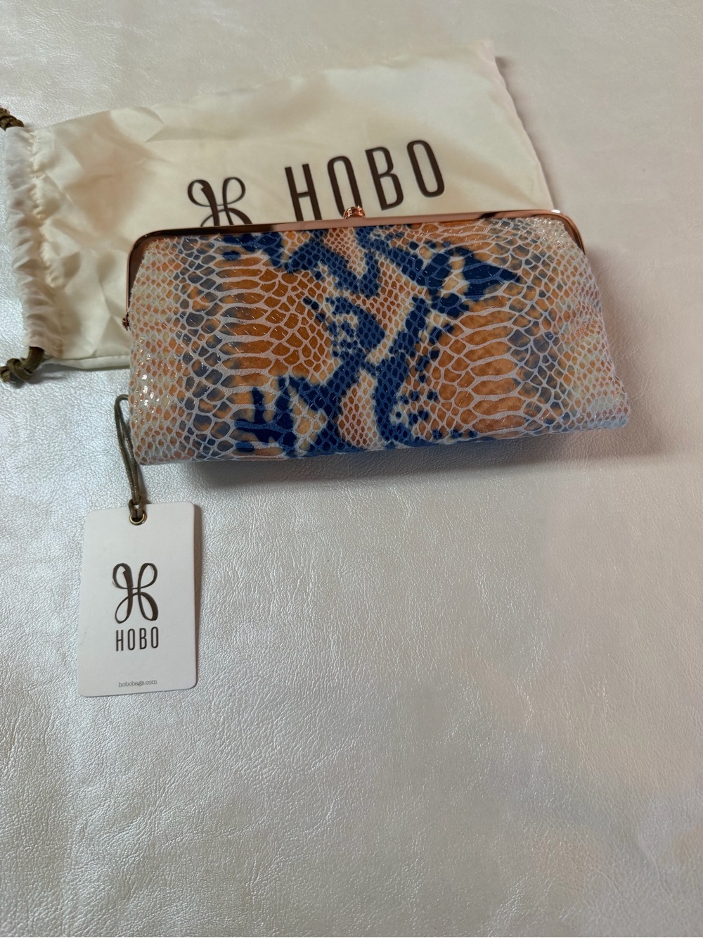 HOBO Blue and Orange Snakeskin-Pattern Clutch Wallet - Picture 4 of 11